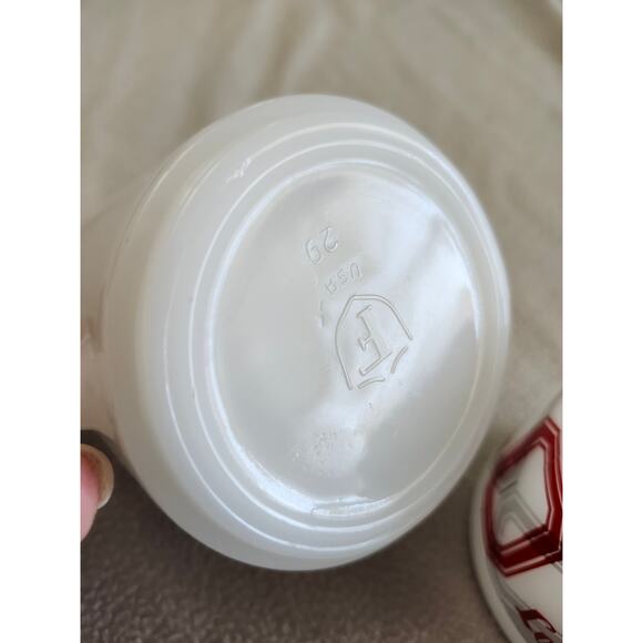 Set 2 Vintage Coffee Mug Ohio State Football Red Lobster Federal Milk Glass OSU - Picture 6 of 8